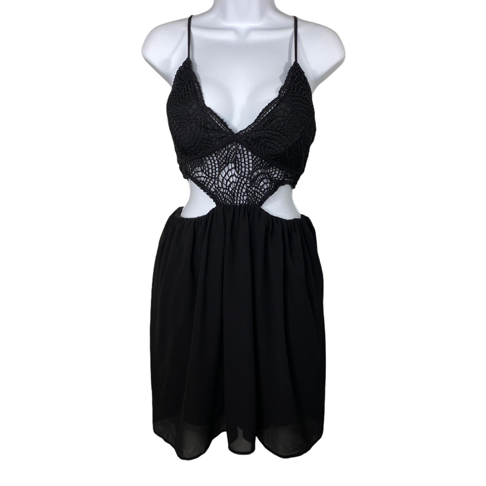 NEW Black Crochet Dress BOHO- Size L- Black